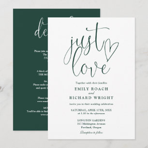 Invitación Elegante Solo Ama Todo En Uno Anillo de Boda Verde