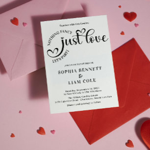 Invitación Elegante Solo Amor Corazón Negro y Blanco Boda