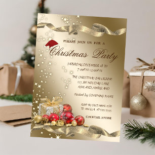 Invitación Elegante, sombrero de Santa, regalos fiesta de Nav