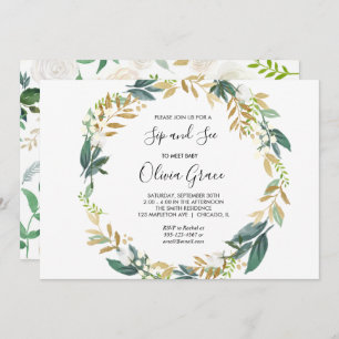 Invitación Elegante sorbo dorado blanco y ver