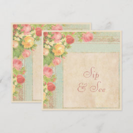 Invitación Elegante Sorbo y Ver Rosas Vintage