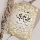 Invitación Elegante SORPRESA 40.º Día Luces de Oro Glam<br><div class="desc">Elegante plantilla de invitación de 40 años Fiesta Shimmer Lights. Con luces brillantes modernas. ¡Genial por 30,  40,  50,  60 y 70 años y más!</div>