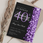 Invitación Elegante sorpresa 40 cumpleaños esparce morado<br><div class="desc">Elegante plantilla de invitación de 40 cumpleaños Fiesta Sparkles. Con luces,  cuerdas y destellos. ¡Genial por 30,  40,  50,  60 y 70 años y más!</div>
