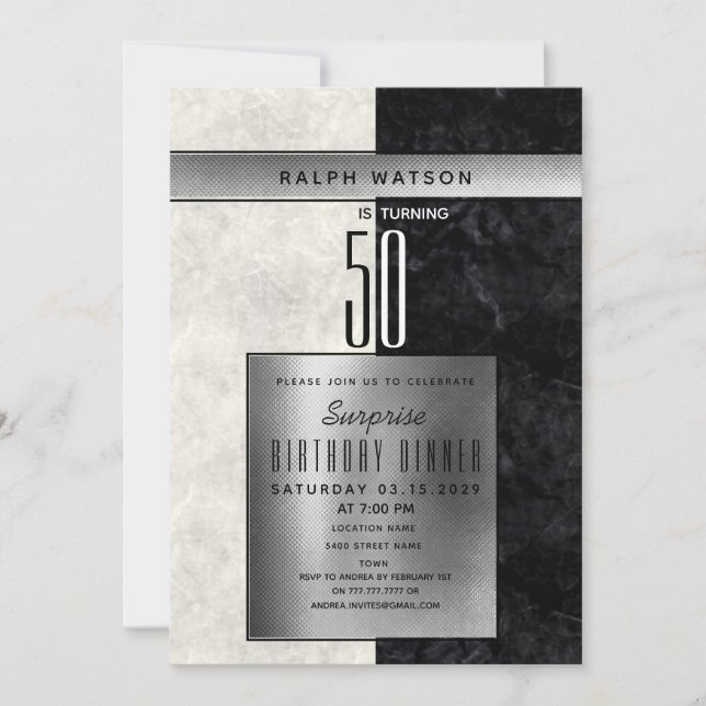 Invitación Elegante sorpresa 50 cumpleaños (Anverso)
