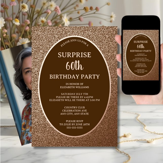 Invitación Elegante sorpresa 60 cumpleaños digital o papel (Subido por el creador)