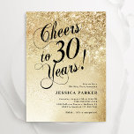 Invitación Elegante Sorpresa de Oro 30 cumpleaños<br><div class="desc">Elegante y sorpresiva invitación para la fiesta de cumpleaños número 30. Elegante diseño en falso oro purpurina y negro. Presenta tipografía y tipo de letra de guión. Perfecto para una elegante celebración del cumpleaños de las mujeres. Personaliza con tus propios detalles. Mándame un mensaje si necesitas edad personalizado. Invitaciones Zazzle...</div>