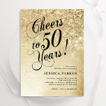 Invitación Elegante Sorpresa de Oro 50 cumpleaños<br><div class="desc">Elegante y sorpresiva 50 cumpleaños de invitación. Elegante diseño en falso oro purpurina y negro. Presenta tipografía y tipo de letra de guión. Perfecto para una elegante celebración del cumpleaños de las mujeres. Personaliza con tus propios detalles. Mándame un mensaje si necesitas edad personalizado. Invitaciones Zazzle impresas o una plantilla...</div>
