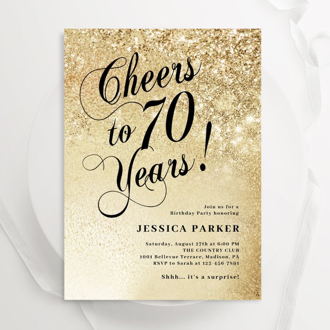 Invitación Elegante Sorpresa de Oro 70 cumpleaños (Subido por el creador)