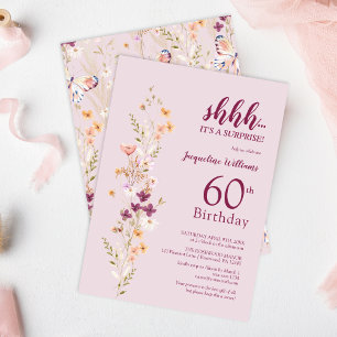 Invitación Elegante Sorpresa Floral 60 cumpleaños
