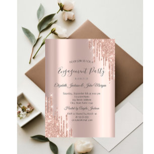 Invitación Elegante sortija de compromiso con gotas de brillo