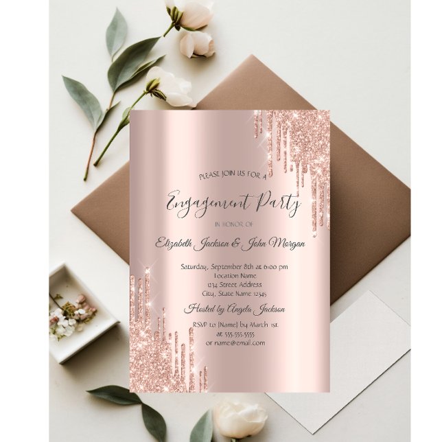 Invitación Elegante sortija de compromiso con gotas de brillo (Subido por el creador)