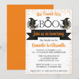 Invitación Elegante Sparkle Boo Halloween Witch Bridal Shower