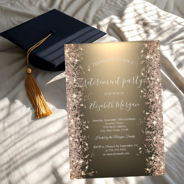 Invitación Elegante Sparkle Diamonds Shiny Gold Retirement (Subido por el creador)