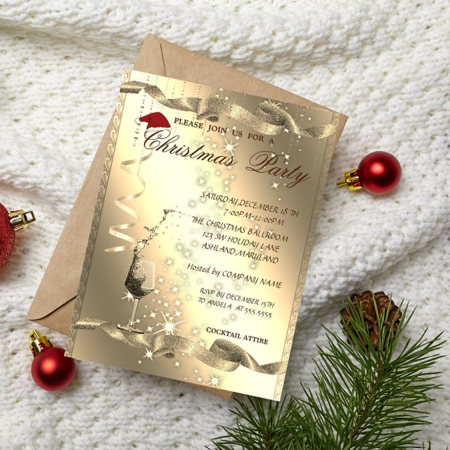 Invitación Elegante, Sparkle, Vidrio, Fiesta de Navidades cor (Subido por el creador)