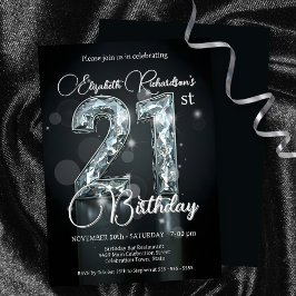 Invitación Elegante Sparkling Diamond-Encrustado 21 cumpleaño