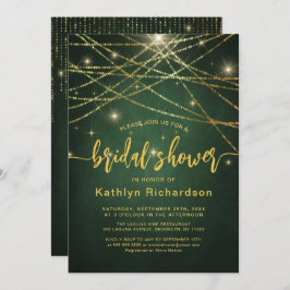 Invitación Elegante Sparkling Gold String ilumina la ducha de