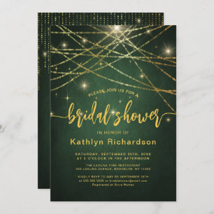 Invitación Elegante Sparkling Gold String ilumina la ducha de