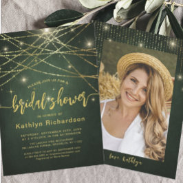 Invitación Elegante Sparkling Gold String ilumina la ducha de