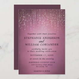 Invitación Elegante Sparkling String ilumina a Cranberry Boda