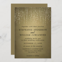 Invitación Elegante Sparkling String ilumina el Boda de oro