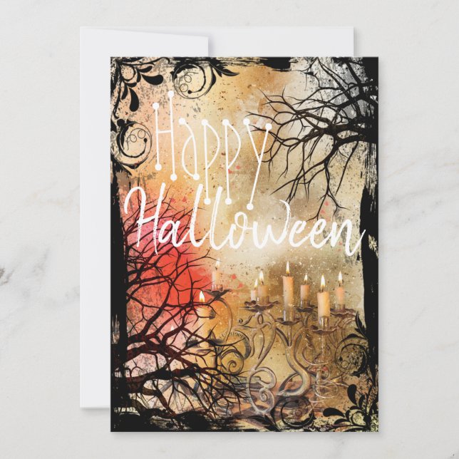 Invitación Elegante Spooky Happy Halloween Greet Card (Anverso)