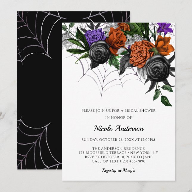 Invitación Elegante Spooky Multi Web Bridal Shower (Anverso / Reverso)