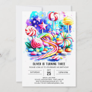 Invitación Elegante Sprinkles Candy Cumpleaños
