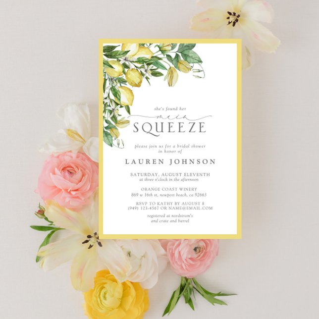 Invitación Elegante Squeeze Lemon Amarillo Ducha Bridal (Bridal Shower Invitation!)