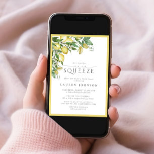 Invitación Elegante Squeeze Lemon Amarillo Ducha Bridal
