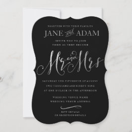 Invitación Elegante Sr. y Sra. Black & Silver Typography Boda