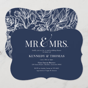 Invitación Elegante Sr. y Sra. Coed Bridal o ducha de matrimo