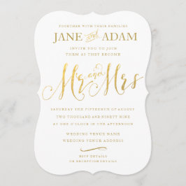 Invitación Elegante Sr. y Sra. Gold Typography Wedding Invite