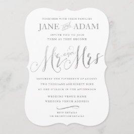 Invitación Elegante Sr. y Sra. Silver Typography Wedding Invi