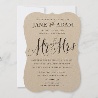 Invitación Elegante Sr. y Sra. Typography Boda KRAFT