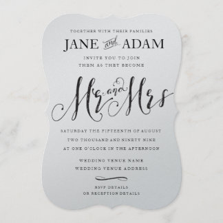 Invitación Elegante Sr. y Sra. Typography Boda METALLIC Itali