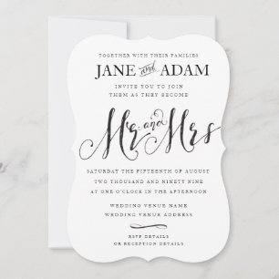 Invitación Elegante Sr. y Sra. Typography Wedding Invitation