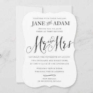 Invitación Elegante Sr. y Sra. Typography Wedding Invitation