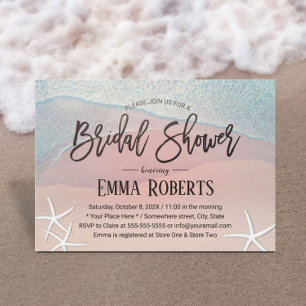 Invitación Elegante Starfish Beach Wedding Bridal Shower