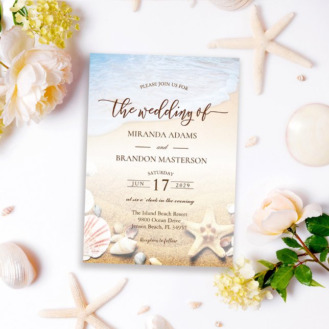 Invitación Elegante Starfish Tropical Beach Wedding (Subido por el creador)