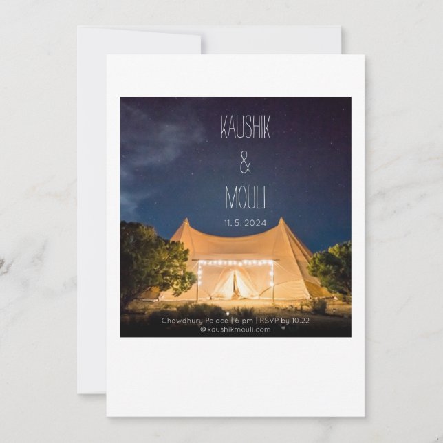 Invitación Elegante Stargazing Tent Wedding Invitation Card (Anverso)