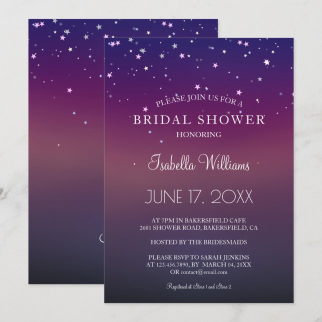 Invitación Elegante Starlight Glimmer Bridal Shower (Anverso / Reverso)