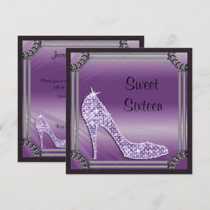 Invitación Elegante Stiletto de Lilac en Marco de Plata Dulce