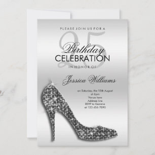 Invitación Elegante Stiletto de Secuencia Negra, Cumpleaños P
