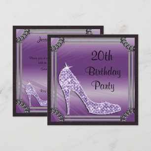 Invitación Elegante Stiletto Lila en Marco de Plata para 20 C