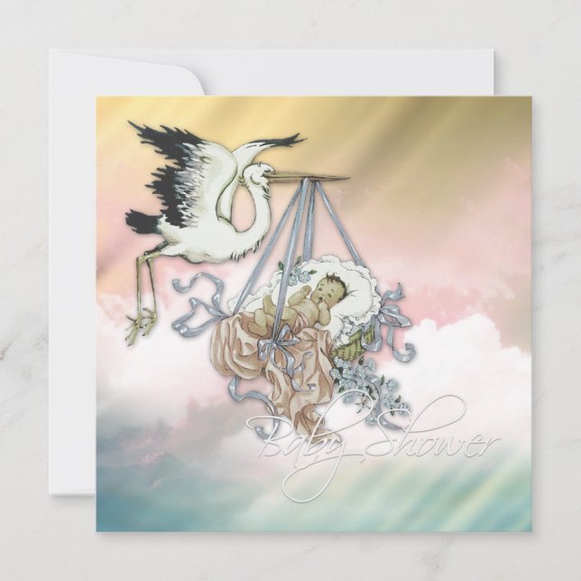Invitación Elegante Stork Girl Shower (Anverso)