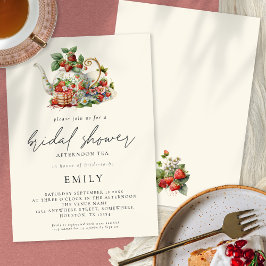 Invitación Elegante Strawberries Tarde Tea Bridal Ducha