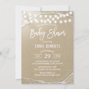 Invitación Elegante String Lights Summer Beach Baby Shower