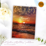Invitación Elegante String Lights Summer Beach Sweet Dieciséi<br><div class="desc">¡Deja de estresarte por tus dulces dieciséis invitaciones de cumpleaños! Estamos aquí para ser su pareja para las dulces invitaciones individuales de 16 cumpleaños. Este elegante Summer Beach String Lights Invitation, diseñado con amor por Mylini Design, es la manera perfecta de marcar el tono para su celebración especial. El diseño...</div>