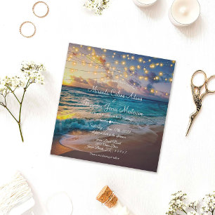 Invitación Elegante String Lights Summer Beach Wedding