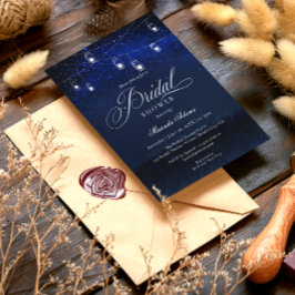 Invitación Elegante String Luces Blue Night Bridal Shower